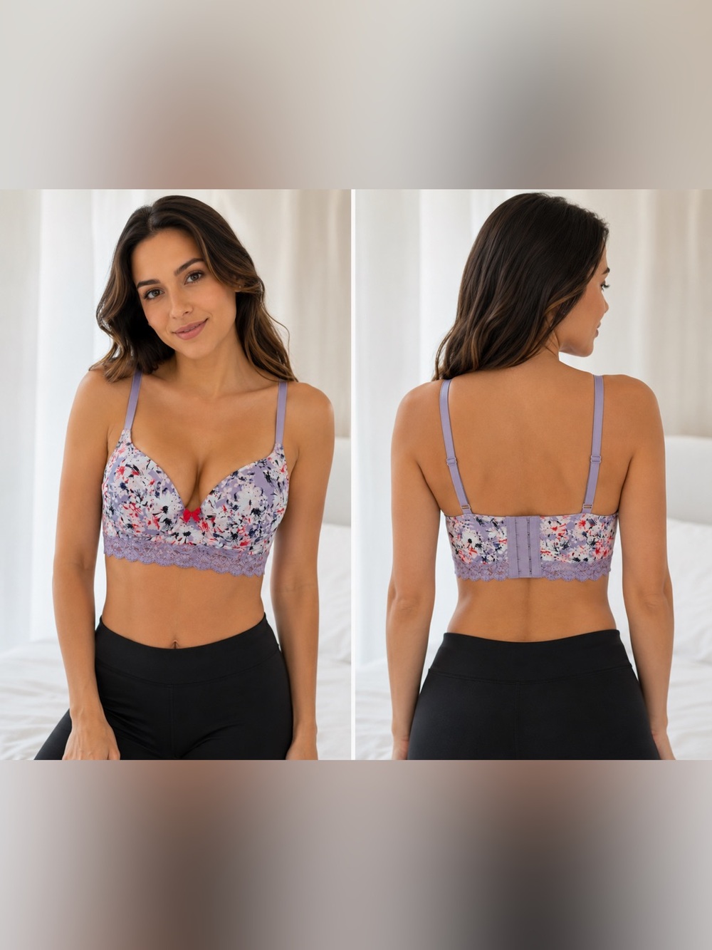 Adore Me 34A Floral Longline Push Up Bra NWT